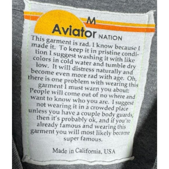 Aviator Nation Pray For Snow Gray Long Sleeve Shirt Mens Size Medium - Picture 5 of 7